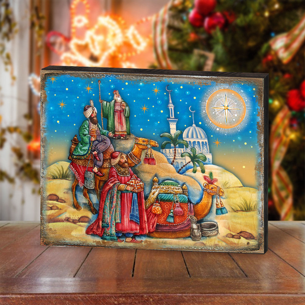 3 Kings Nativity Wooden Wall Art, Small, 12"x9"