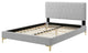Platform Bed Frame, King Size, Velvet, Light Gray, Modern Contemporary