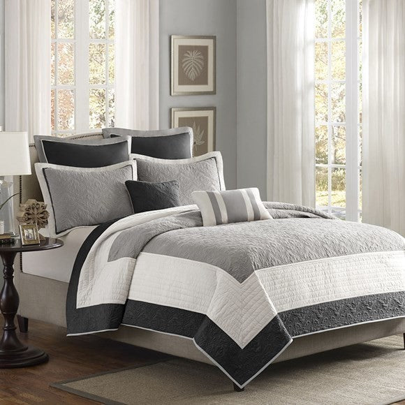 Madison Park Pieced 7-Piece Coverlet Set, Full/Queen