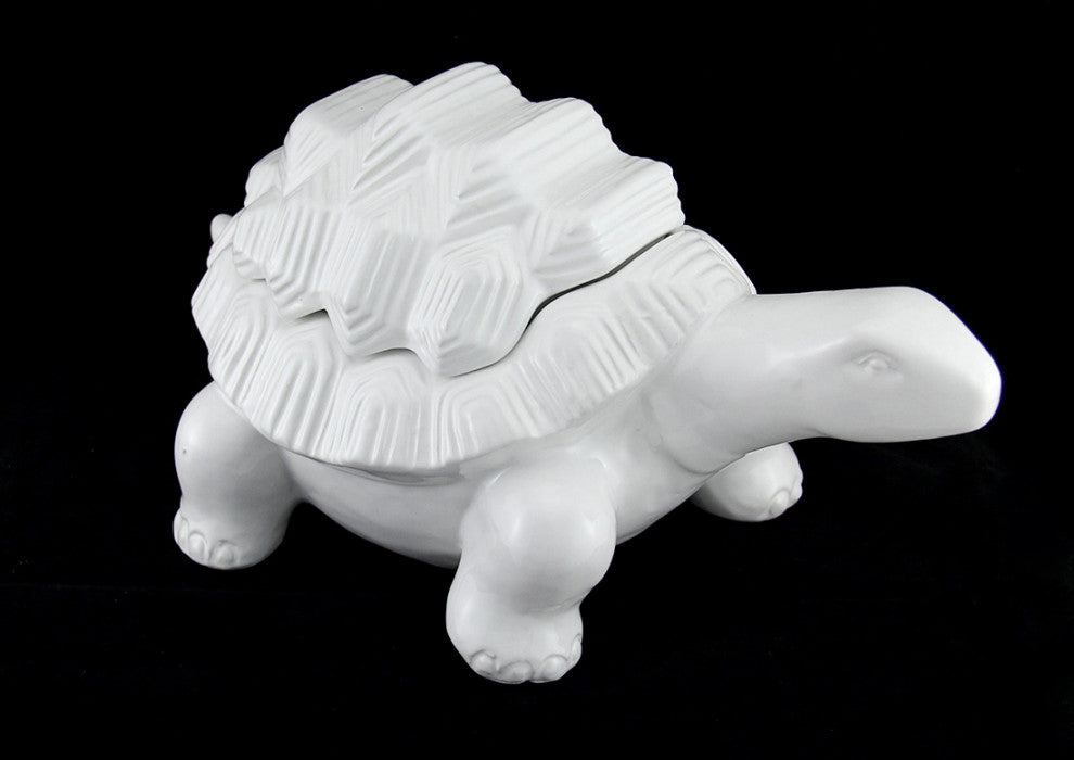 White Ceramic Standing Turtle Decorative Box