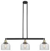 Large Bell 3-Light Island Light, Clear Glass, Black Antique Brass