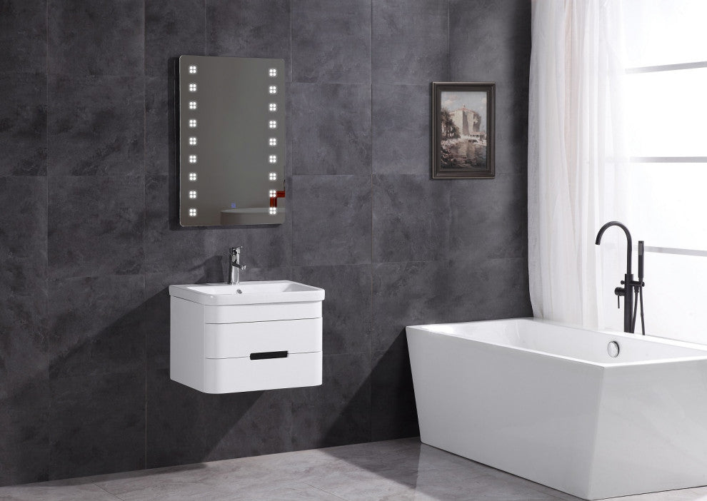 24" Bathroom Vanity With Led Mirror, PVC