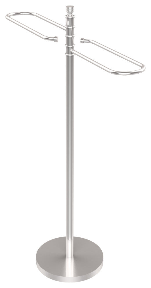 Contemporary Free Standing Floor Bath Towel Valet, Satin Chrome