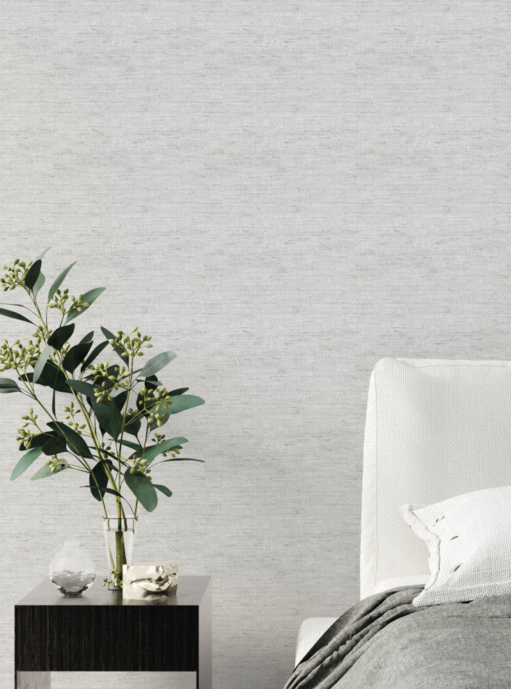 Canvas Look Peel and Stick Vinyl Wallpaper, Light Gray, 24"x108"