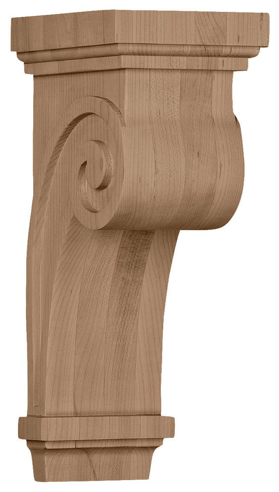 4 1/2"W x 5 5/8"D x 12"H Scroll Corbel , Red Oak