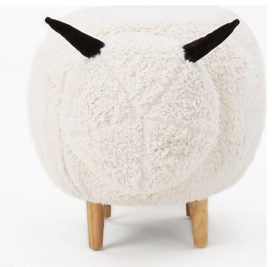 GDF Studio Brebis White Velvet Sheep Ottoman