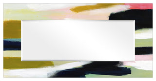 Sunder Rectangular Beveled Wall Mirror on Free Floating Printed Tempered Glass