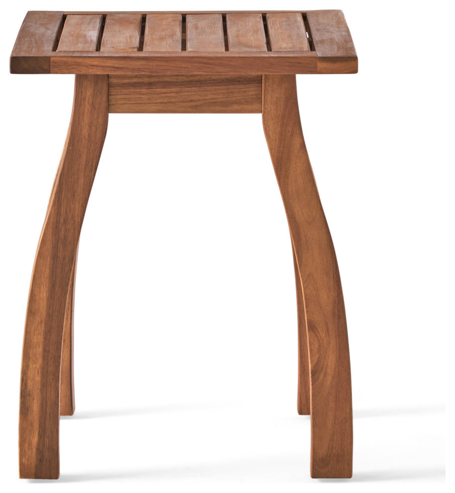 GDF Studio 3-Piece Pearl Outdoor Acacia Wood Chat Set With Cushions, Cream