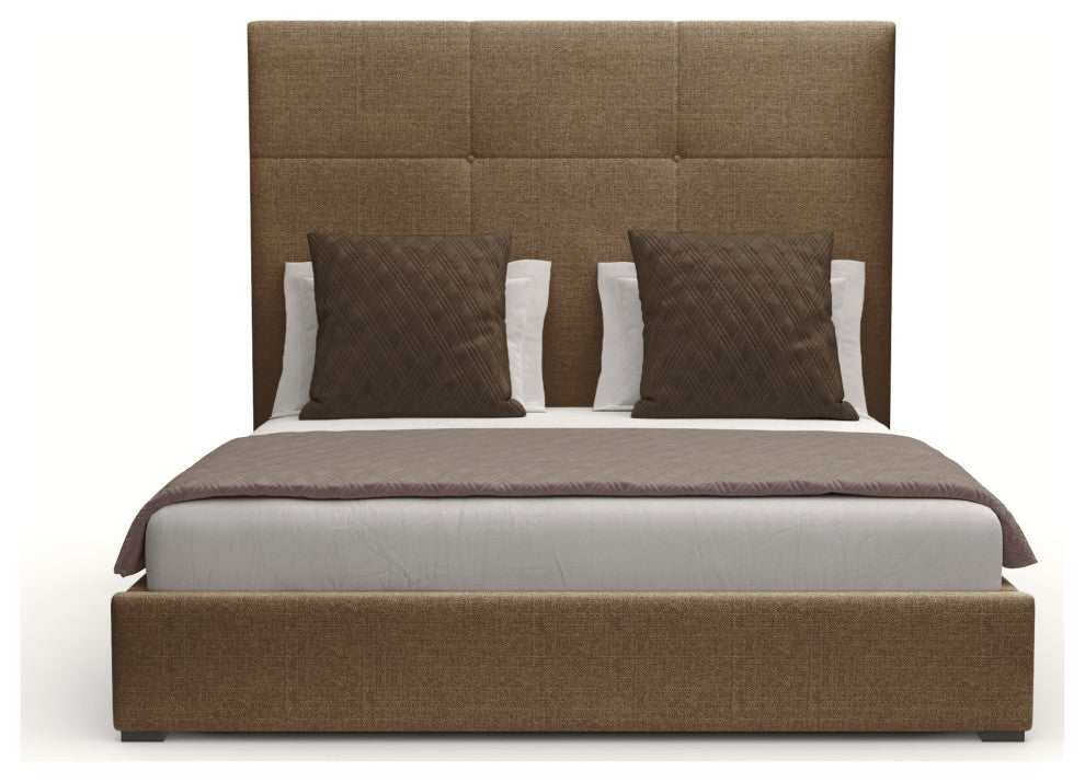 Nativa Interiors Moyra Simple Tufted Bed, Brown, King, Headboard: Medium