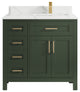 Cambridge 36 Right Offset Bath Vanity in Pewter Green 1.5" Calacatta Laza