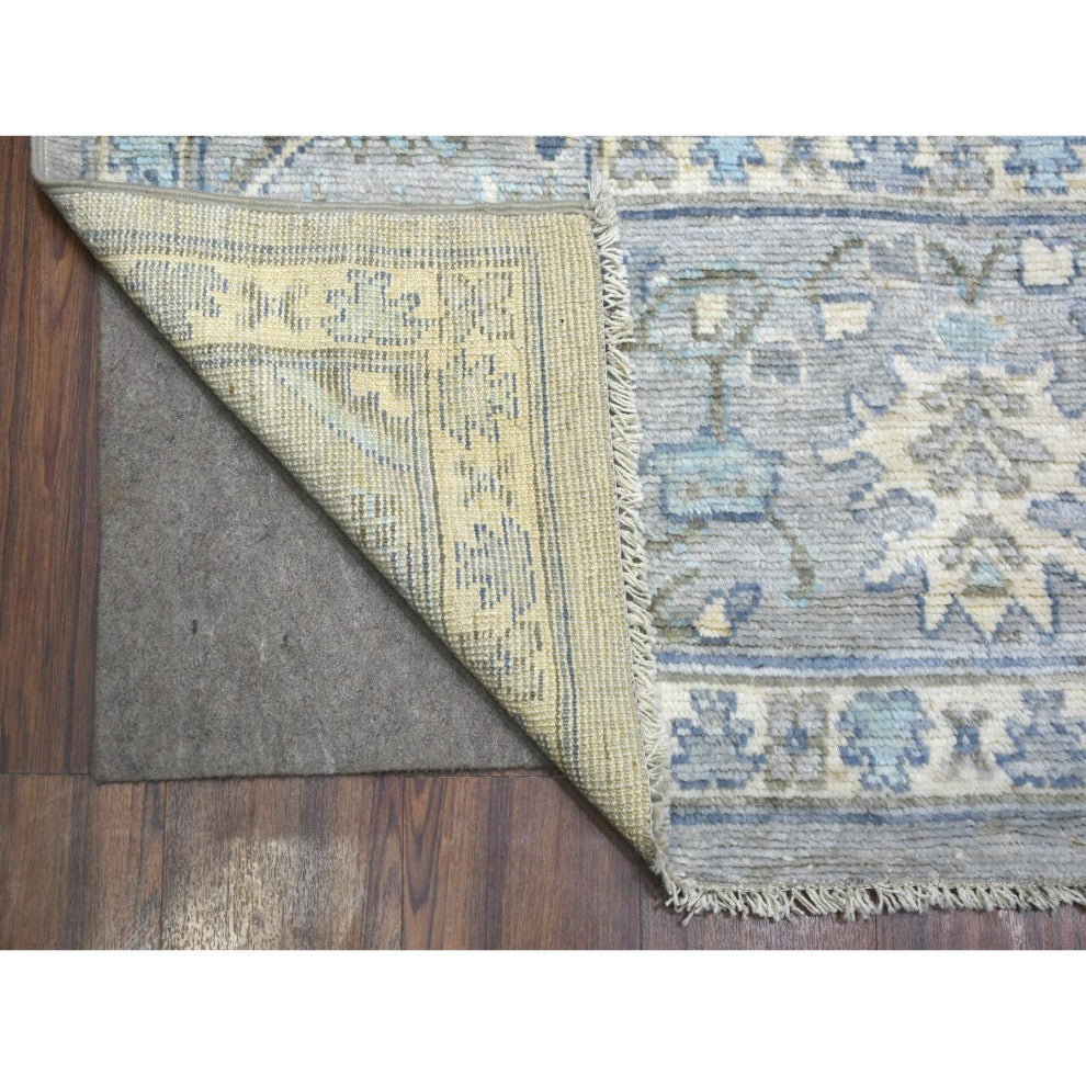 Silver Gray Angora Oushak All Over Motifs Afghan Hand Knotted Wool Rug8'1"x10'4"
