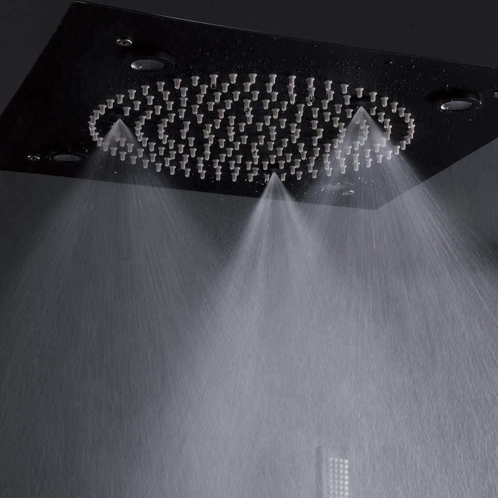 Luxury LED Rain Shower System With Rough-In Valve & 6 Body Jets, Matte Black