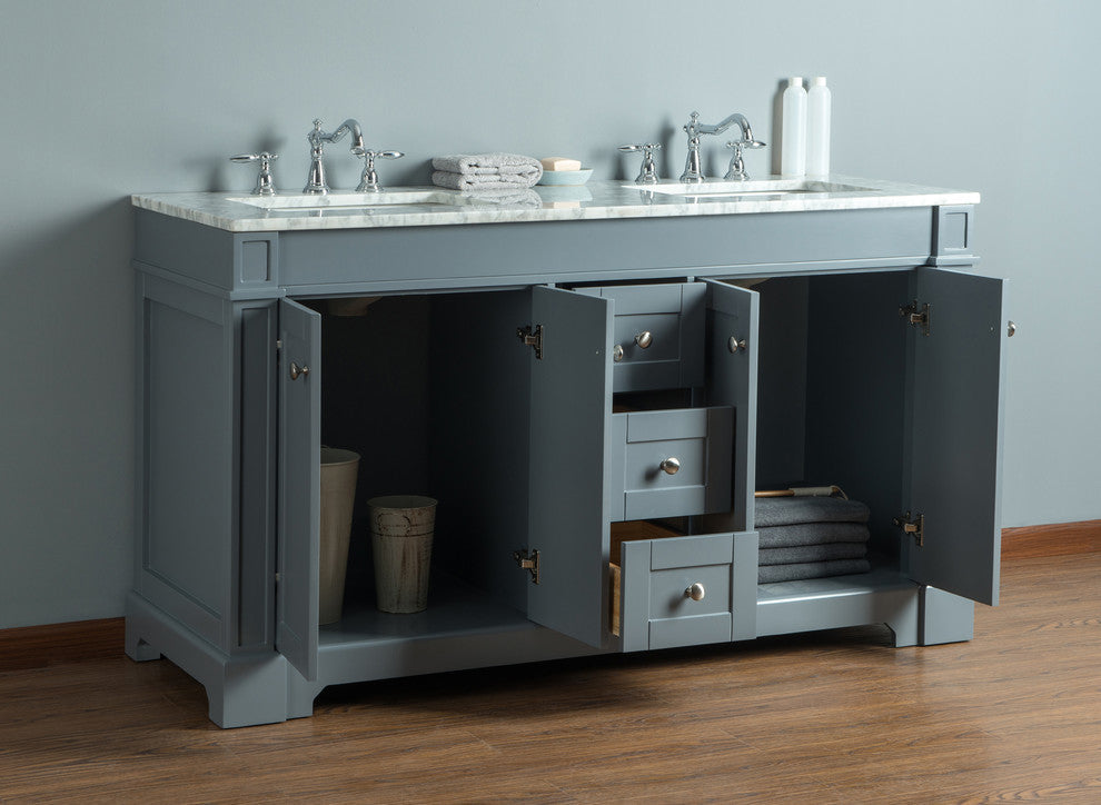 Stufurhome Seine Bathroom Vanity, Gray, 60"