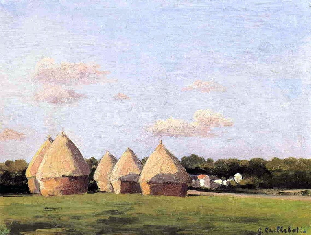 Gustave Caillebotte Harvest Landscape With Five Haystacks Wall Decal