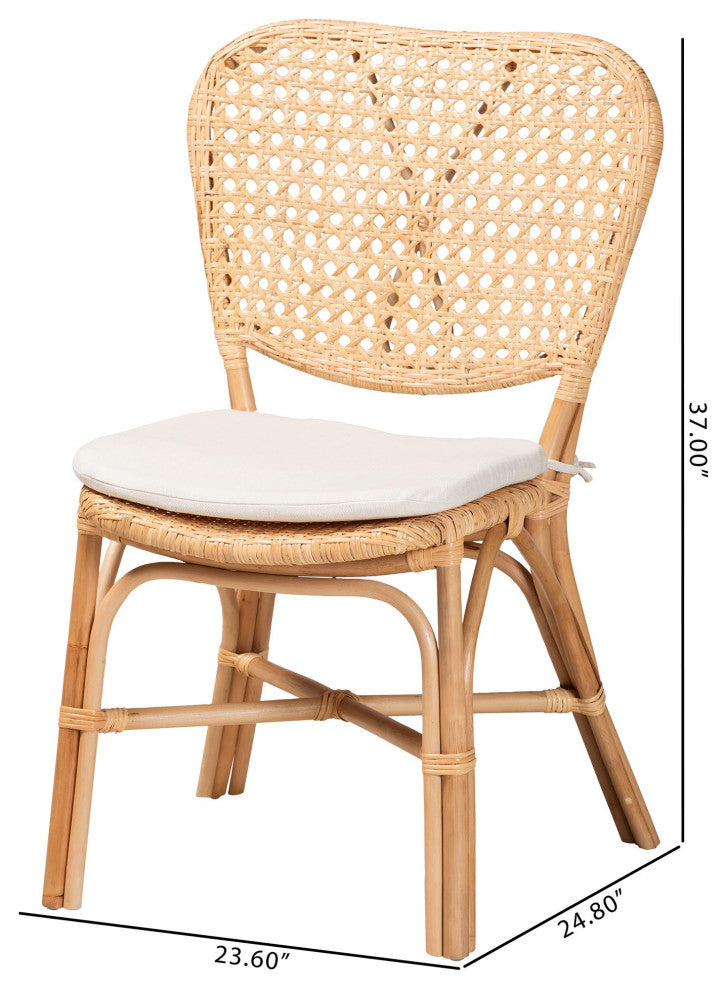 Mindy Modern Bohemian Natural Brown Finished Rattan Dining Chair