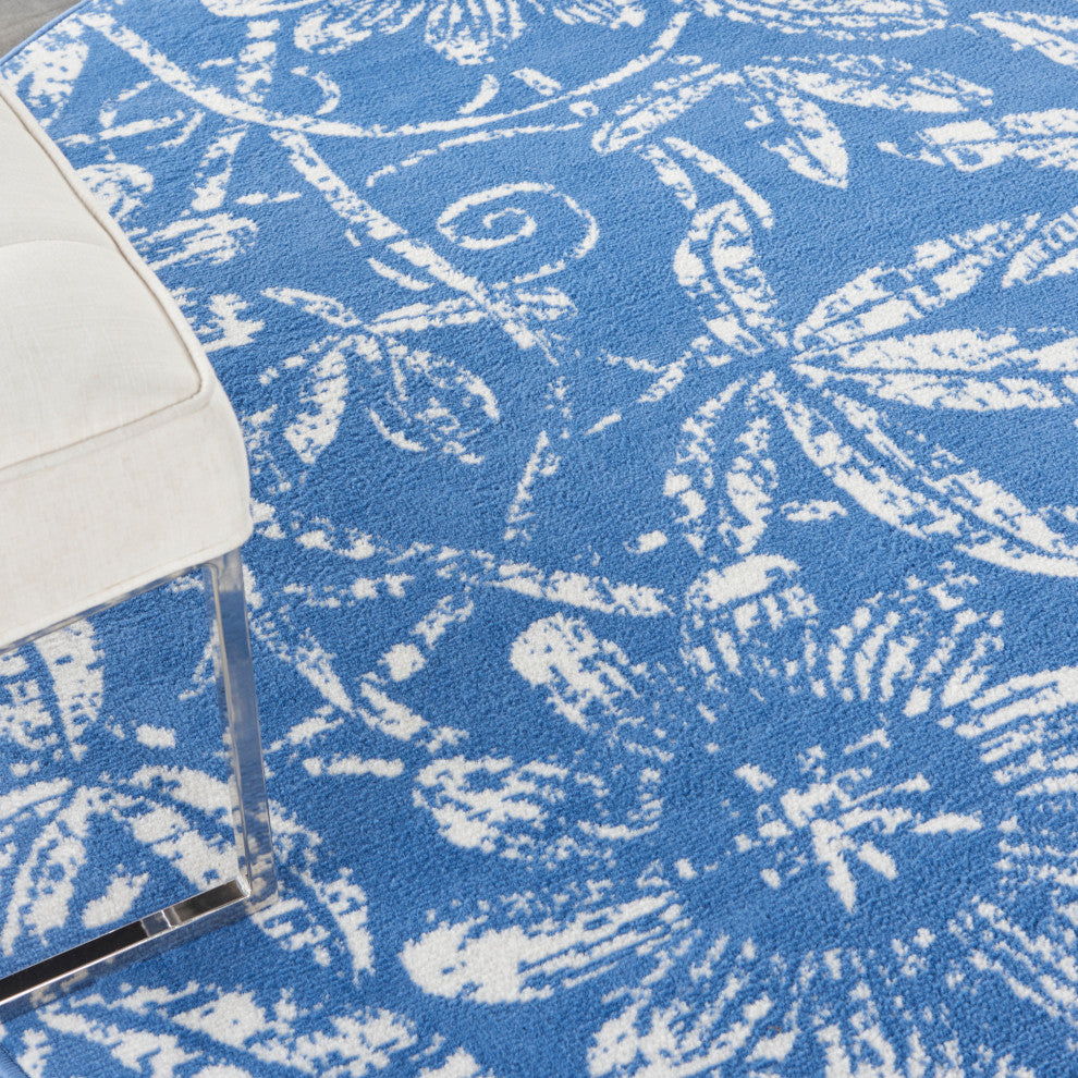Nourison Whimsicle 8' x Round Blue Farmhouse Indoor Area Rug