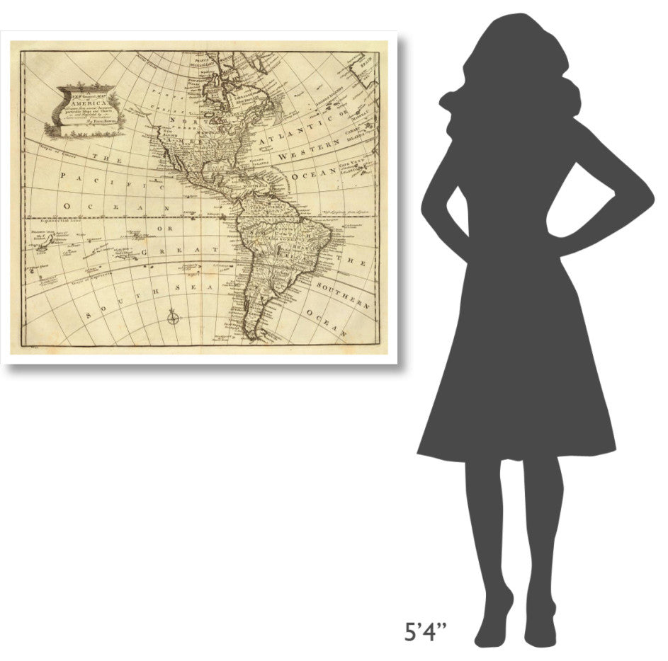 "America, 1747" Digital Paper Print by Emanuel Bowen, 42"x35"
