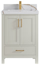 Malibu 24" Single Sink Bath Vanity in Fine Grain 2" Calacatta Gold