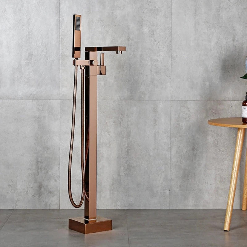Wasser™ Rose Gold Floor Mounted Bathtub Filler Shower Faucet