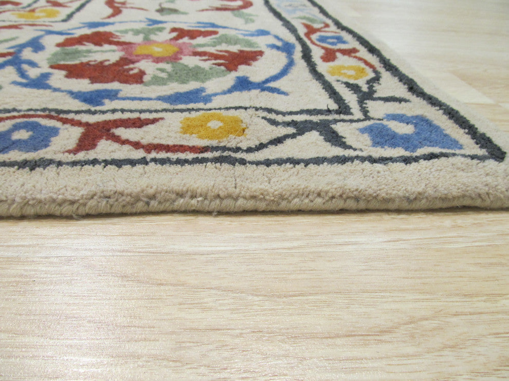Ivory Transitional Floral Suzani Area Rug