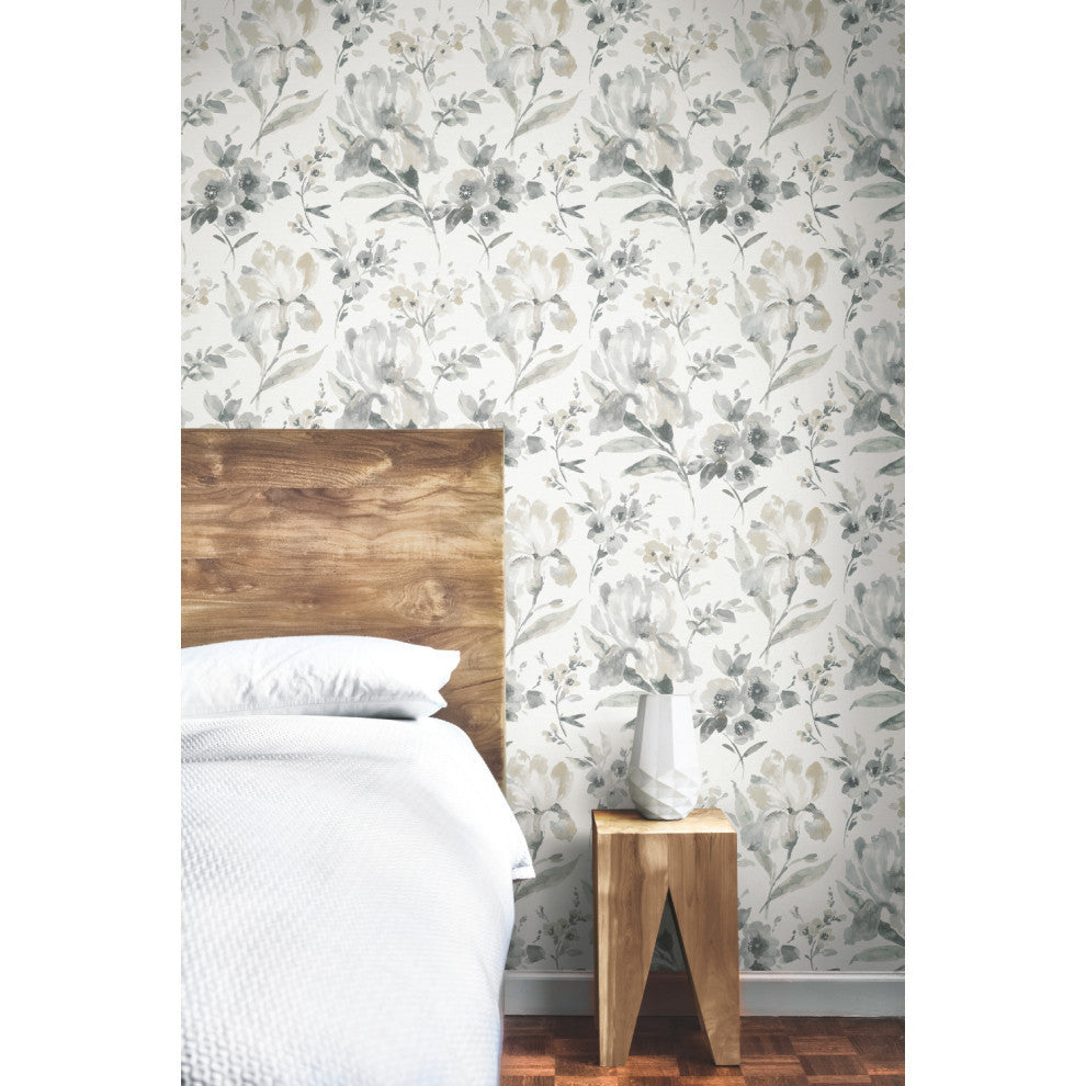 Iris Peel and Stick Wallpaper, Gray