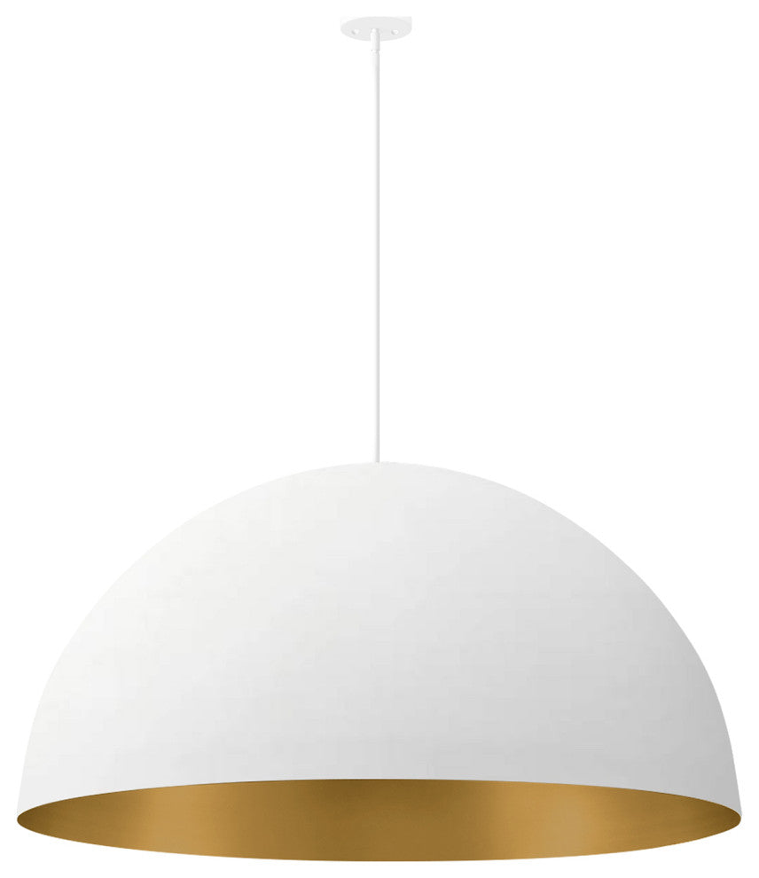 Elias Dome Pendant 8-Light Champagne Gold interior Shade, Matte White