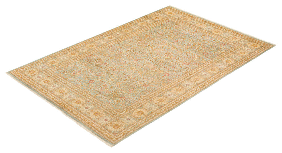 Mogul, One-of-a-Kind Hand-Knotted Area Rug Light Blue, 6'1"x9'1"