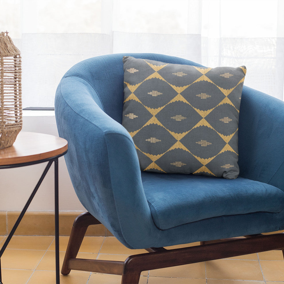 Plutus Blue Cube Diamond Luxury Throw Pillow, 24"x24"