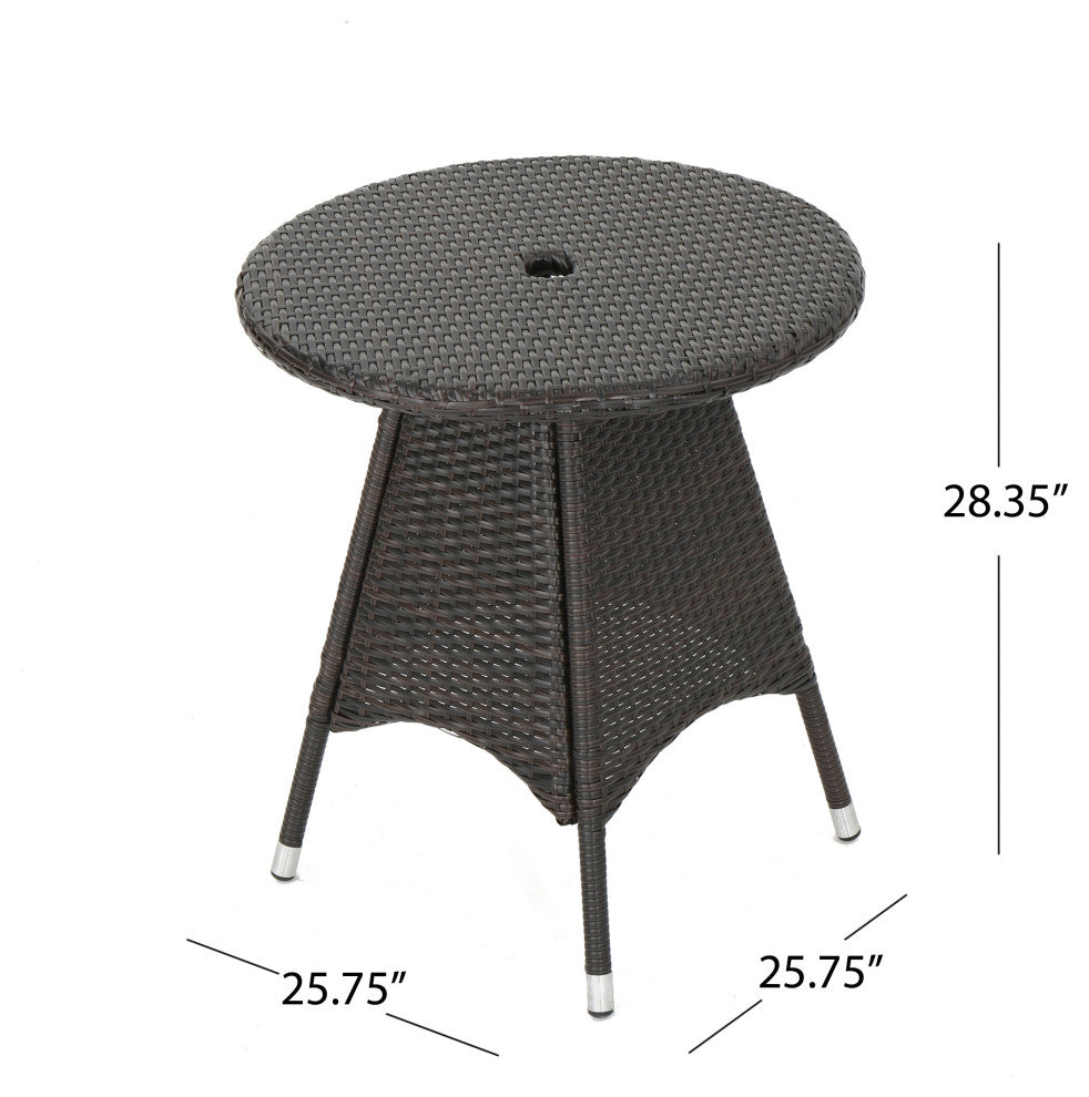 GDF Studio 3-Piece Hennry Outdoor Wicker Round Bistro Set With Cushions