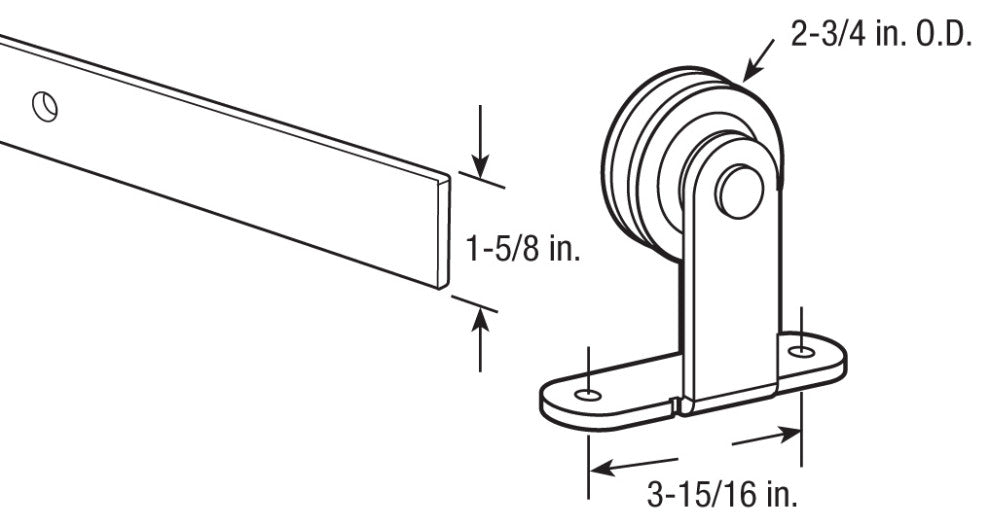 Heavy Duty Barn Door Track Kit, Smooth Rolling, Top Mount, Matte Black