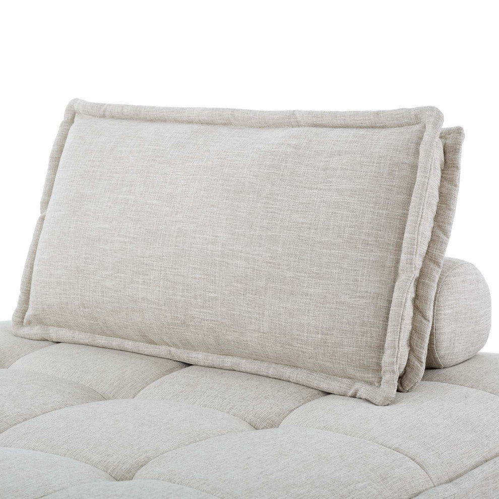 Tufted Accent Chair, Fabric, Beige, Modern, Living Lounge Hotel Hospitality