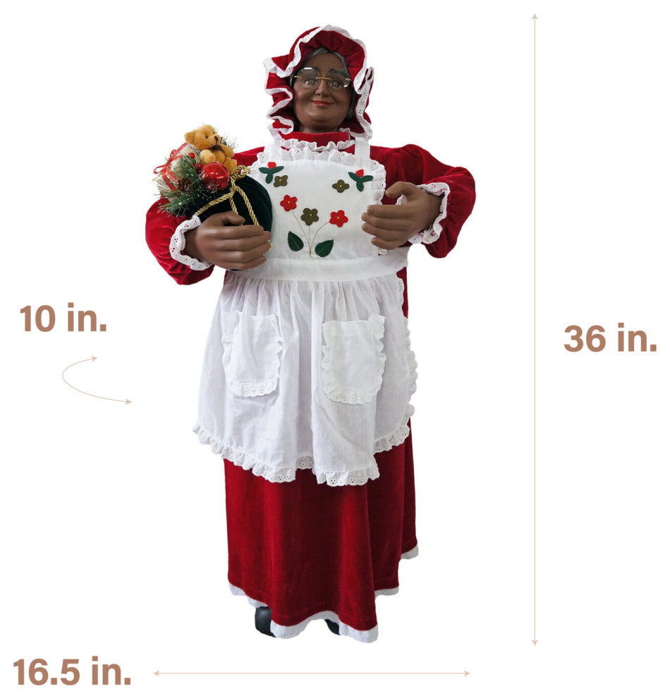 3' Music and Motion African American Mrs. Claus With Apron