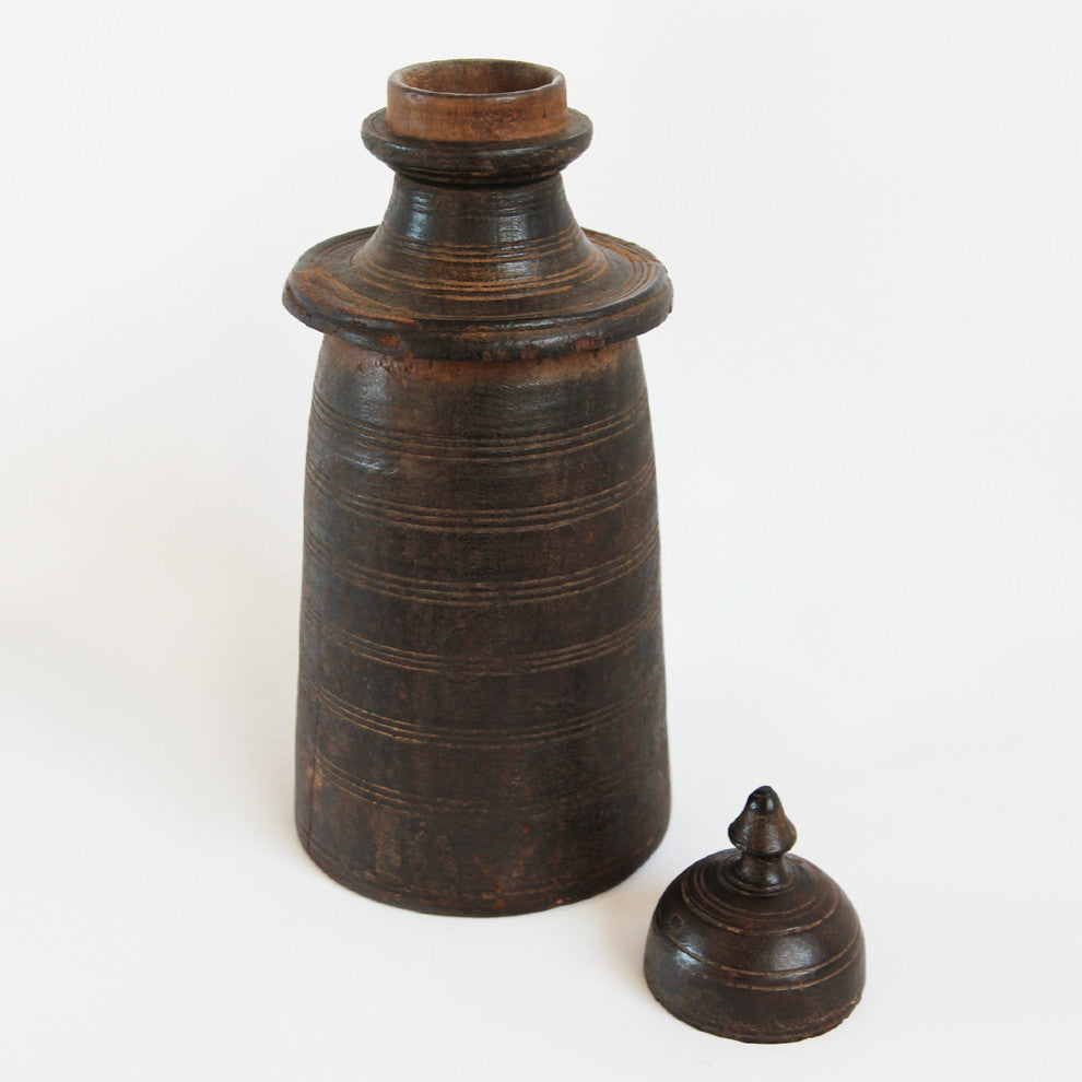 Consigned Nepal Wood Storage Pot