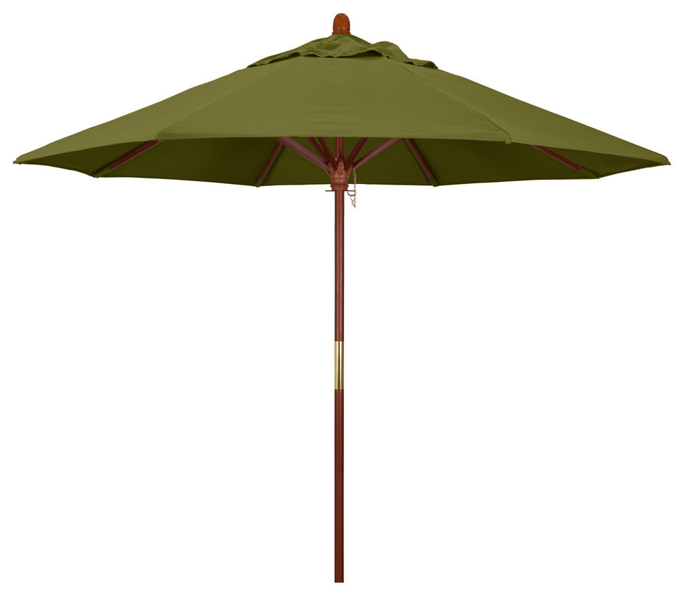 9' Square Push Lift Wood Umbrella, Palm Pacifica