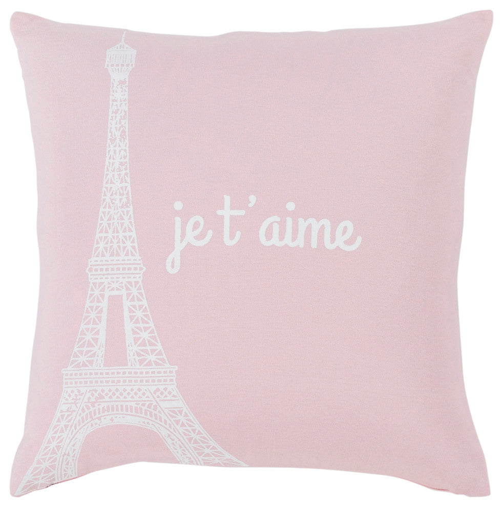 Surya Motto Pale Pink Pillow Shell With Down Insert 18"H X 18"W
