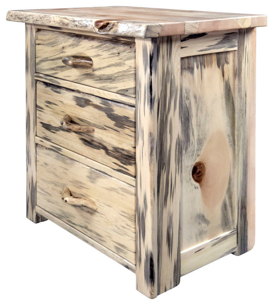 Big Sky Collection Live Edge 3 Drawer Chest of Drawers, Natural