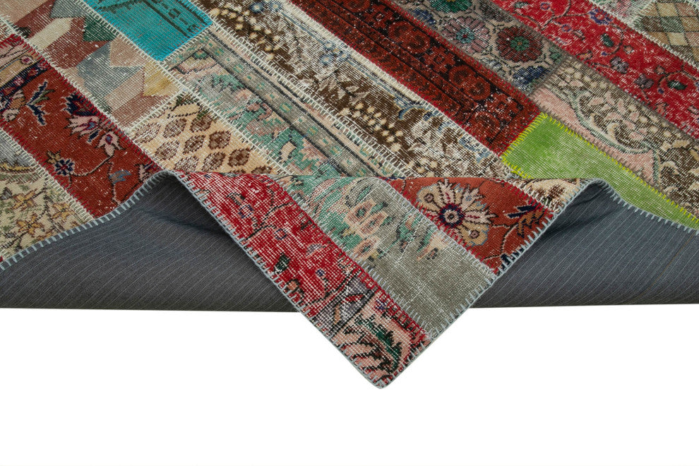 Rug N Carpet - Handwoven Anatolian 6' 8" x 10' 1" Wool Patchwork Area Rug