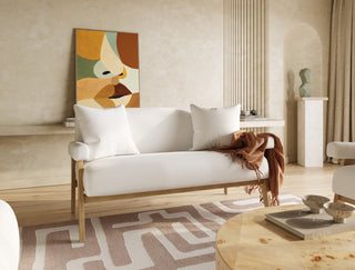 Modrest Cynthia Modern White Fabric + Wood Loveseat