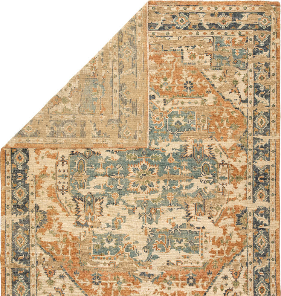 Jaipur Living Cadenza Knotted Medallion Orange/Blue Area Rug, 6'x9'