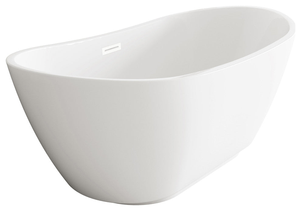 Igor 62" Soaking Bathtub, Glossy White With Polished White Trim