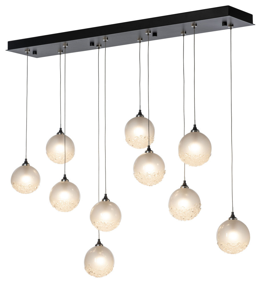 Fritz Globe 10-Light Pendant - Black - Frosted Glass - Standard