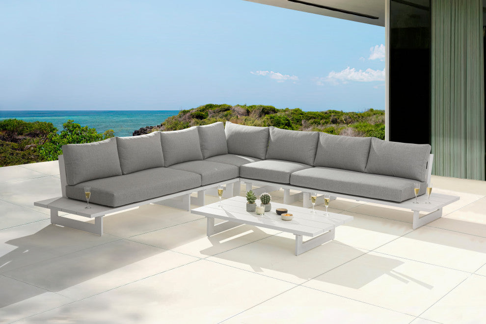 Maldives Grey Water Resistant Fabric Outdoor Patio Modular Sectional