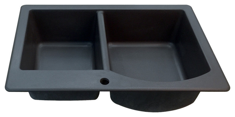 Aversa 33" silQ Granite Drop-in Double Bowl Kitchen Sink with 1 Hole in lack