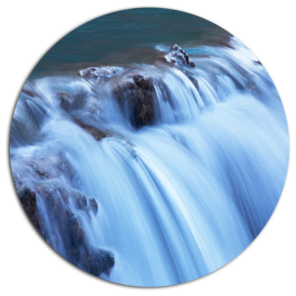 Fantastic Blue Water Cascade, Landscape Round Wall Art, 36"