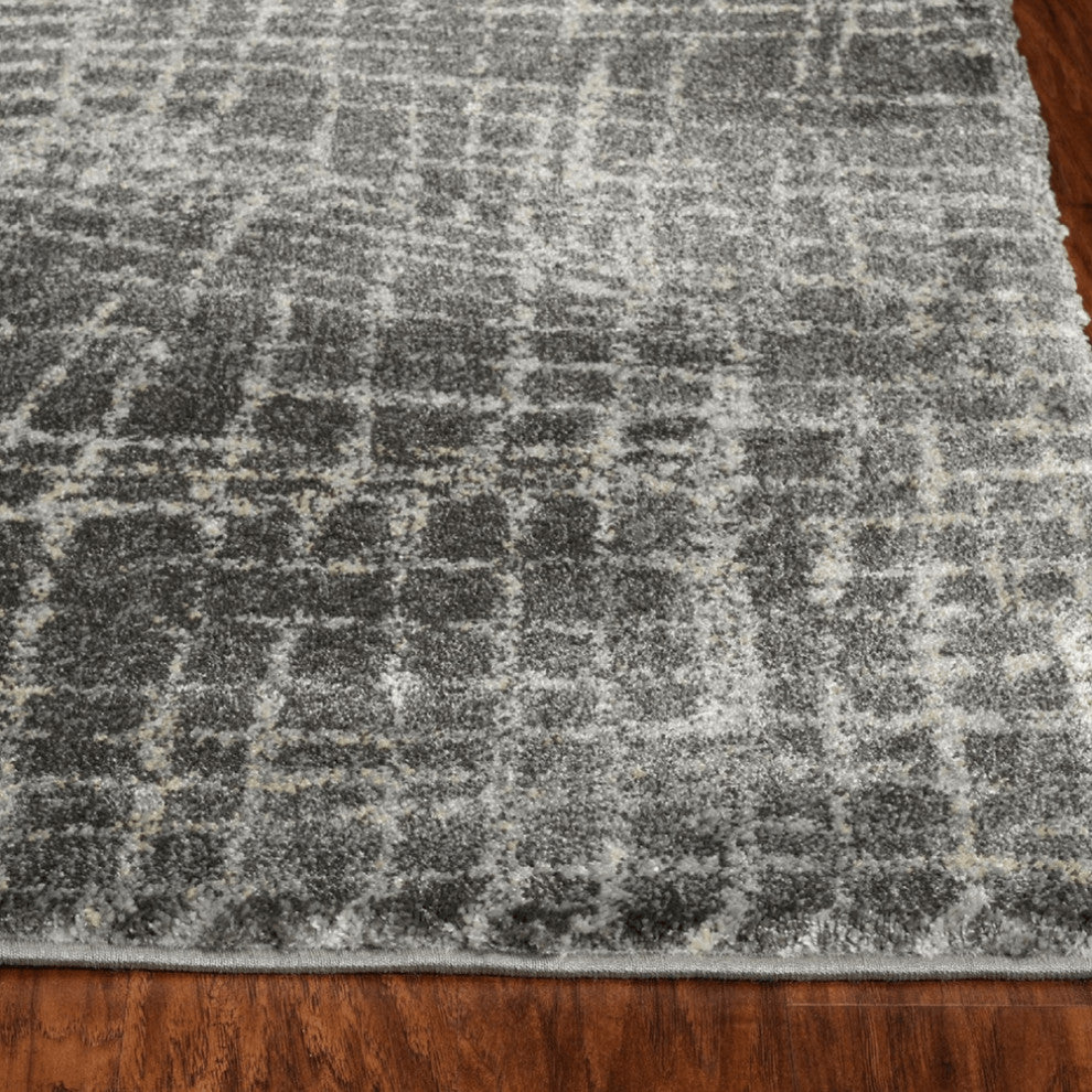 2' X 7' Grey Abstract Lines Runner Rug