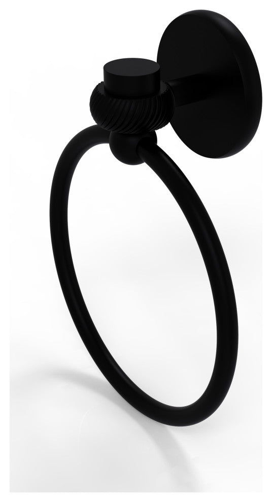 Satellite Orbit One Towel Ring With Twist Accent, Matte Black