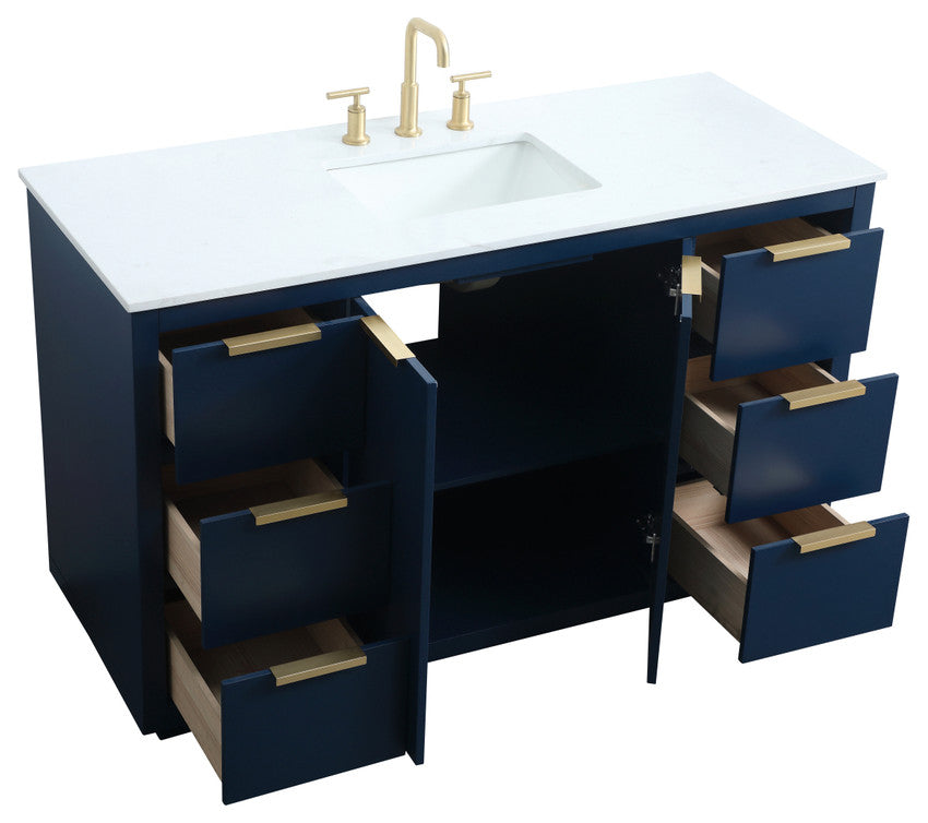 Bethany Single Bathroom Vanity, Blue, 54"