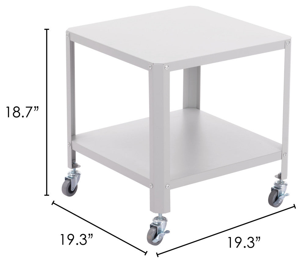 Sofa Side Table, Square, Steel Metal, Gray, Lounge Cafe Lobby Hospitality