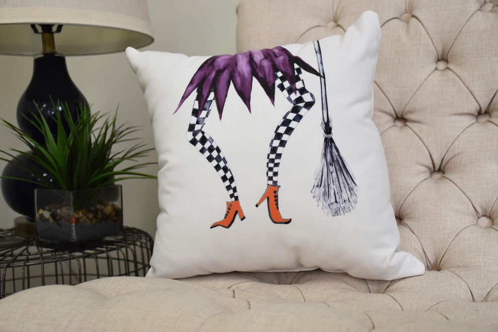 Esmerelda 16" Cream Halloween Print Decorative Throw Pillow