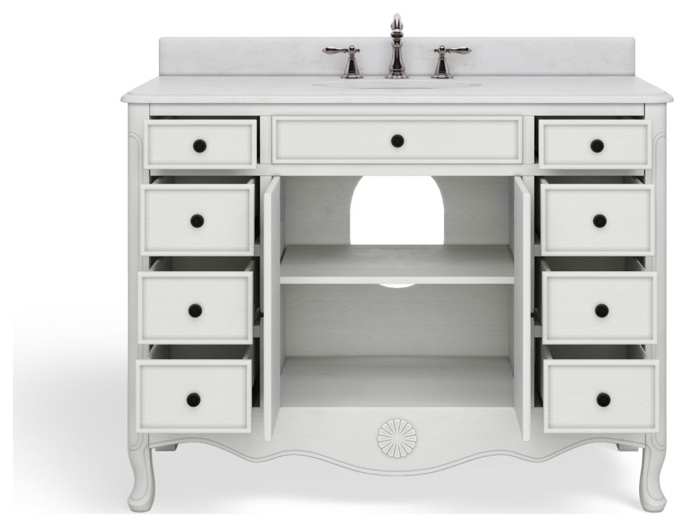 Sadie Bathroom Vanity, Antique White, 46.5", Single Sink, Freestanding